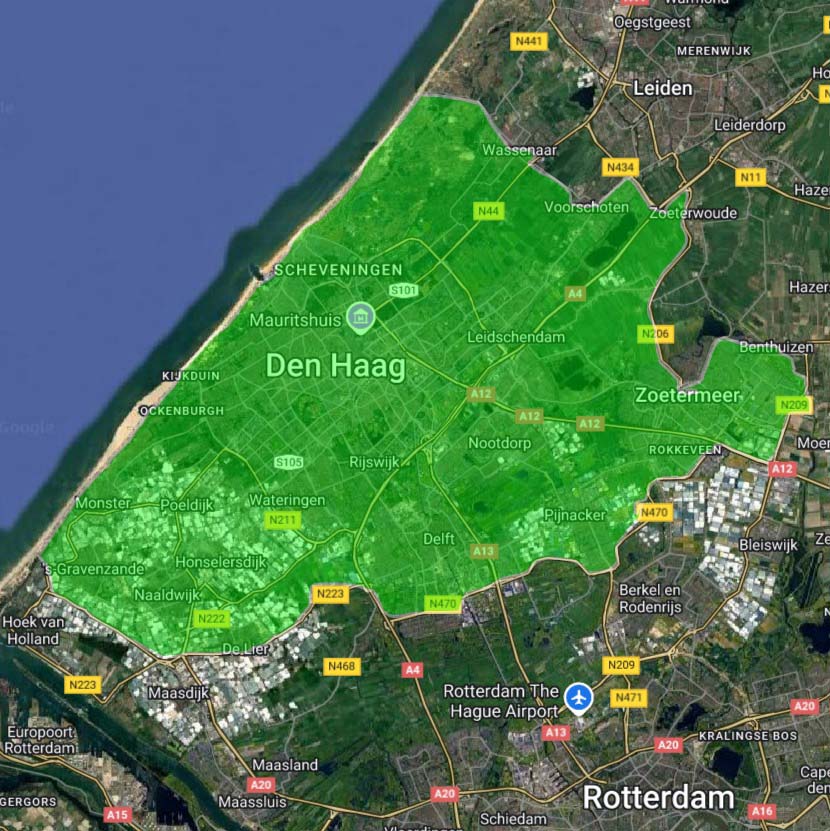 Kaart van omgeving Den Haag Haaglanden